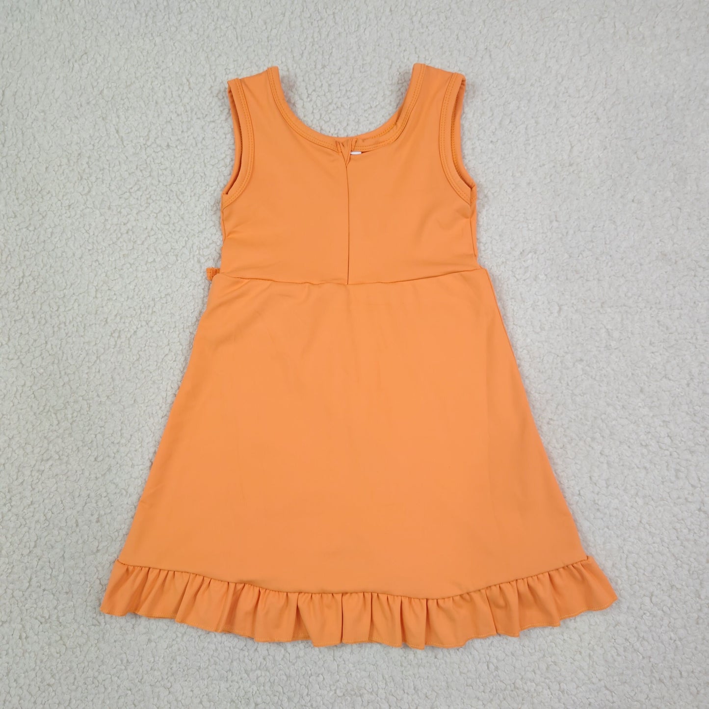 Baby Girls Kids Sleeveless Orange Scallop Yoga Active Knee Length Dress RTS
