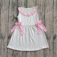 Baby Girl Sleeveless Pink Bows Floral Knee Length Dress RTS