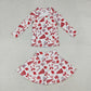Baby Girls Kids Bows Red Football Zipper Shirt Yoga Active Skorts Team Clothes Set RTS