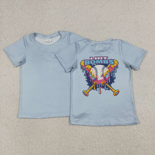 Baby Boys Kids Short Sleeves Baseball Blue Tee Shirt Tops RTS