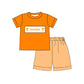 Baby Boy Team Orange Shirt Checkered Shorts Set