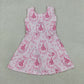Baby Girls Kids Sleeveless Castles Bows Floral Shorts Knee Length Pink Dress RTS