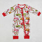 Baby Boy Long Sleeves Christmas Face Zipper Bamboo Romper