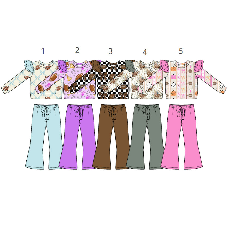 ( Moq 5 Each Style ) Sibling Baby Girls Kids Toddler Long Sleeves Football Shirts Pants Sets Fall Clothes