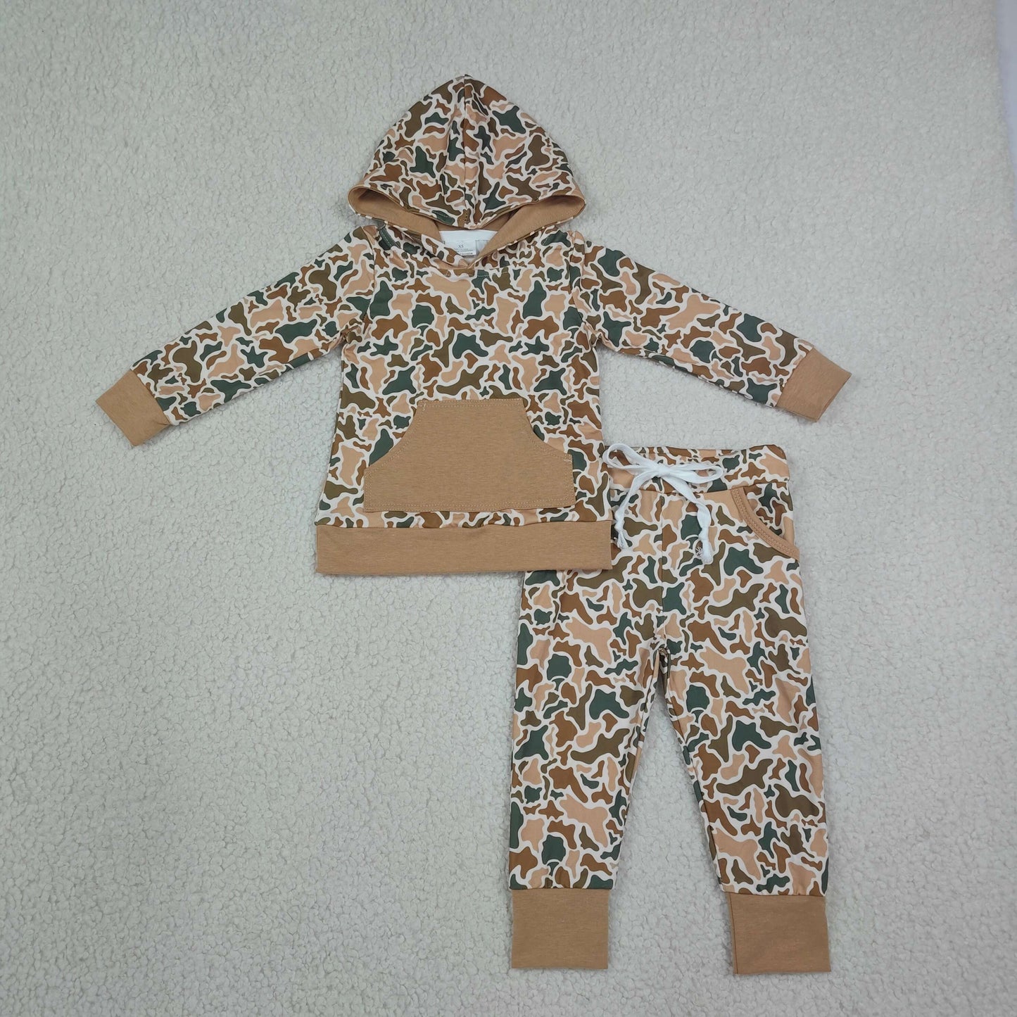 Baby Boys Kids Long Sleeves Camo Hoodie Hoodie Shirt Pockets Pants Set Clothes RTS