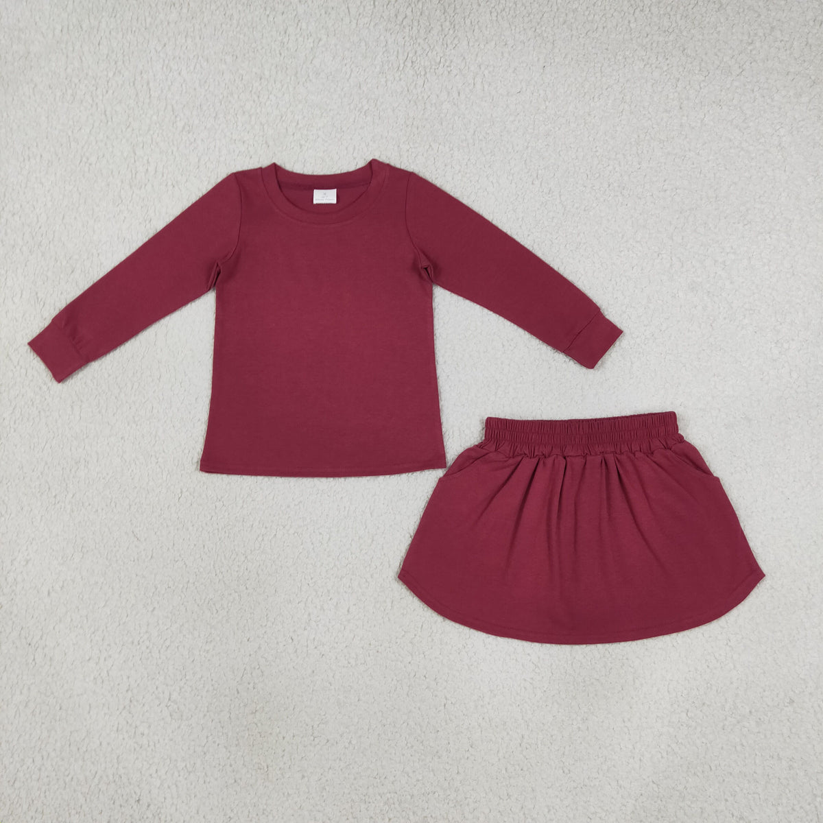 Baby Girls Kids Long Sleeves Purple Shirt Pockets Skirt Shorts Cotton Set Clothes RTS