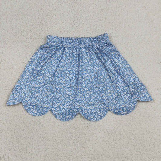 Baby Girls Kids Floral Blue Shorts Scallop Skirt Bottom RTS