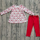 Baby Girl Long Sleeves Bows Candy Cane Tunic Red Pants Christmas Set RTS