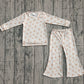 Baby Girls Kids Long Sleeves Shirt Bell Bottoms Pants Flower Clothes Set RTS
