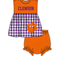 ( Moq 5 Each Style ) Baby Boys Girls Kids Purple Plaid Team Sibling Rompers Dress Sets