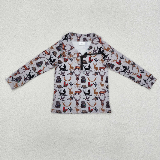 Baby Boy Long Sleeves Duck Deer Camo Zipper Hunting Pullover Shirt