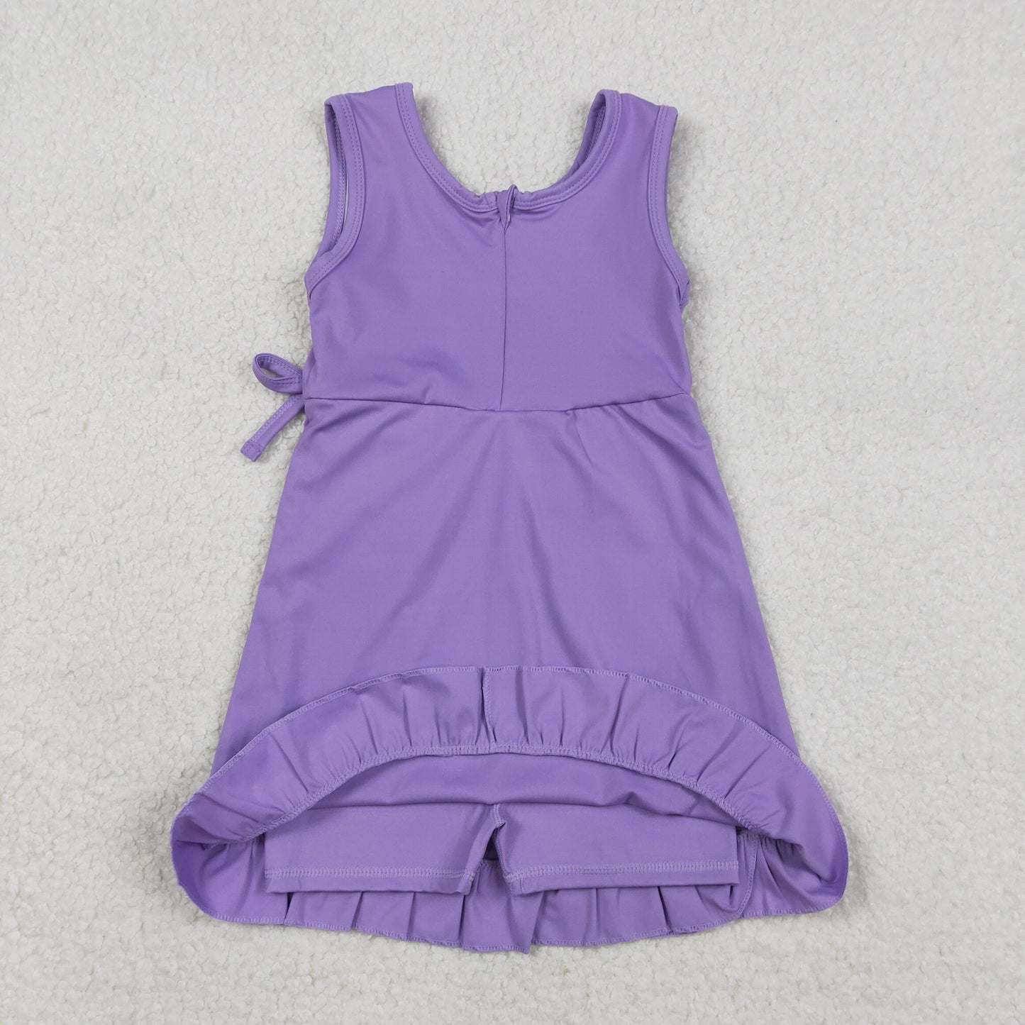 Baby Girls Sleeveless Ruffle Knee Length Yoga Purple Dress with Shorts RTS