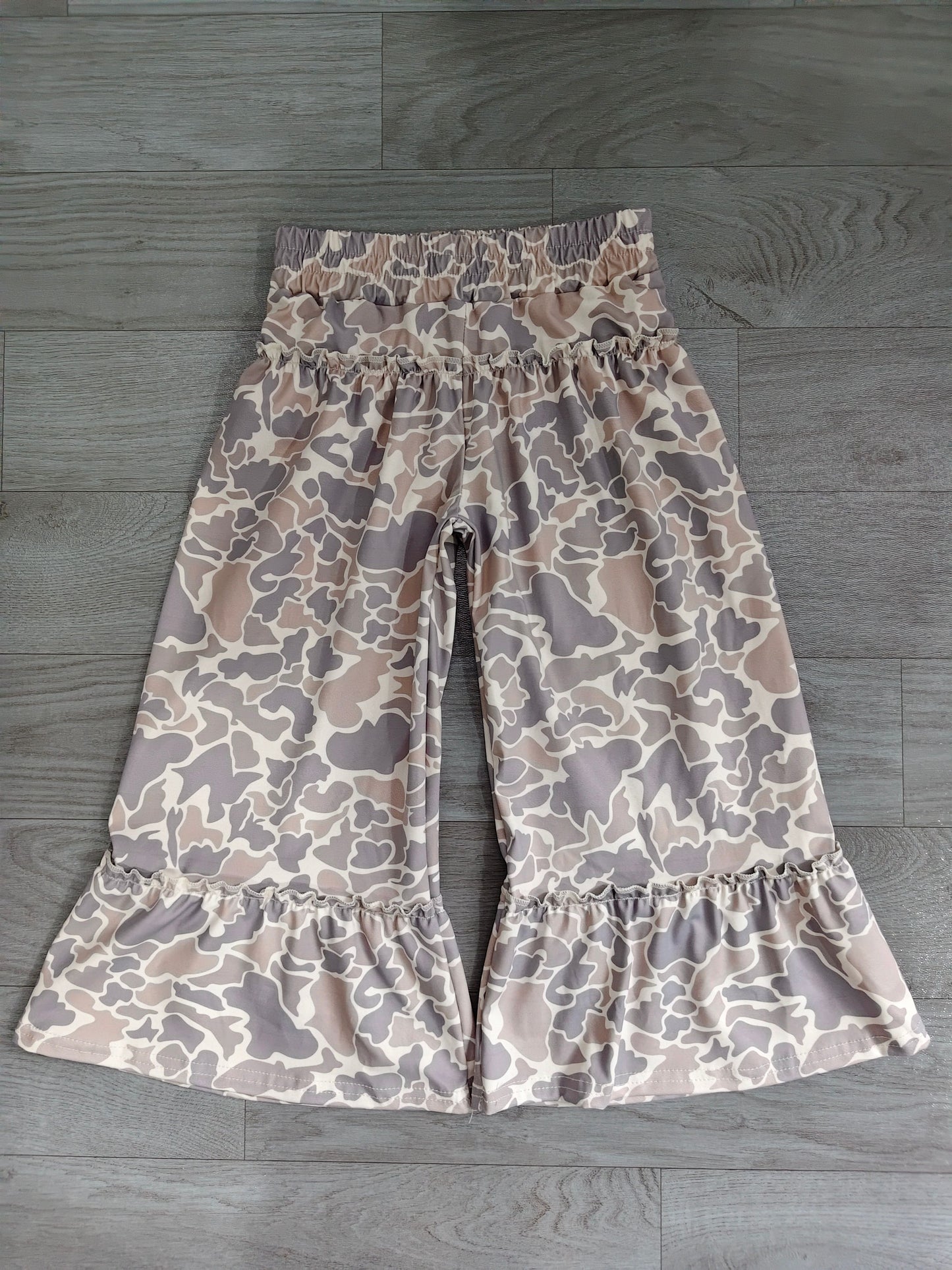 ( No moq ) Baby Girls Kids Camo Ruffle Pants Bottoms Yoga Active Clothes