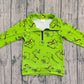 Kids Toddler Long Sleeves Green Face Zipper Pocket Pullover Christmas Shirt RTS