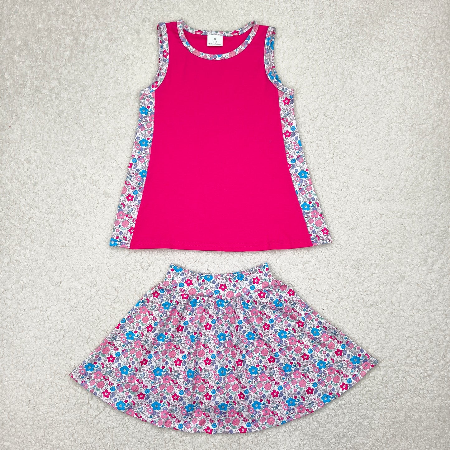 Baby Girl Sleeveless Pink Tops Floral Shorts Set RTS