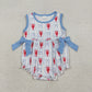 Baby Girls Kids Sleeveless Crawfish Bows Stripes 4th of July Bubble Romper RTS