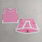 Baby Girls Kids Sleeveless Pink Tops Skirt Shorts Cotton Set RTS