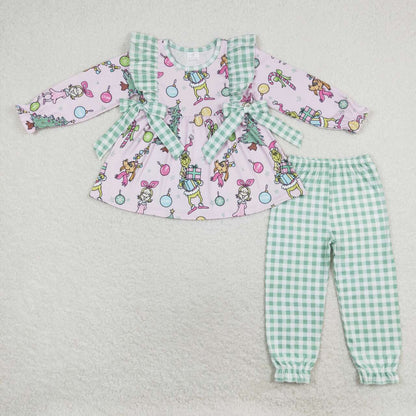 Baby Girl Christmas Frog Sibling Romper Dress Clothes Set