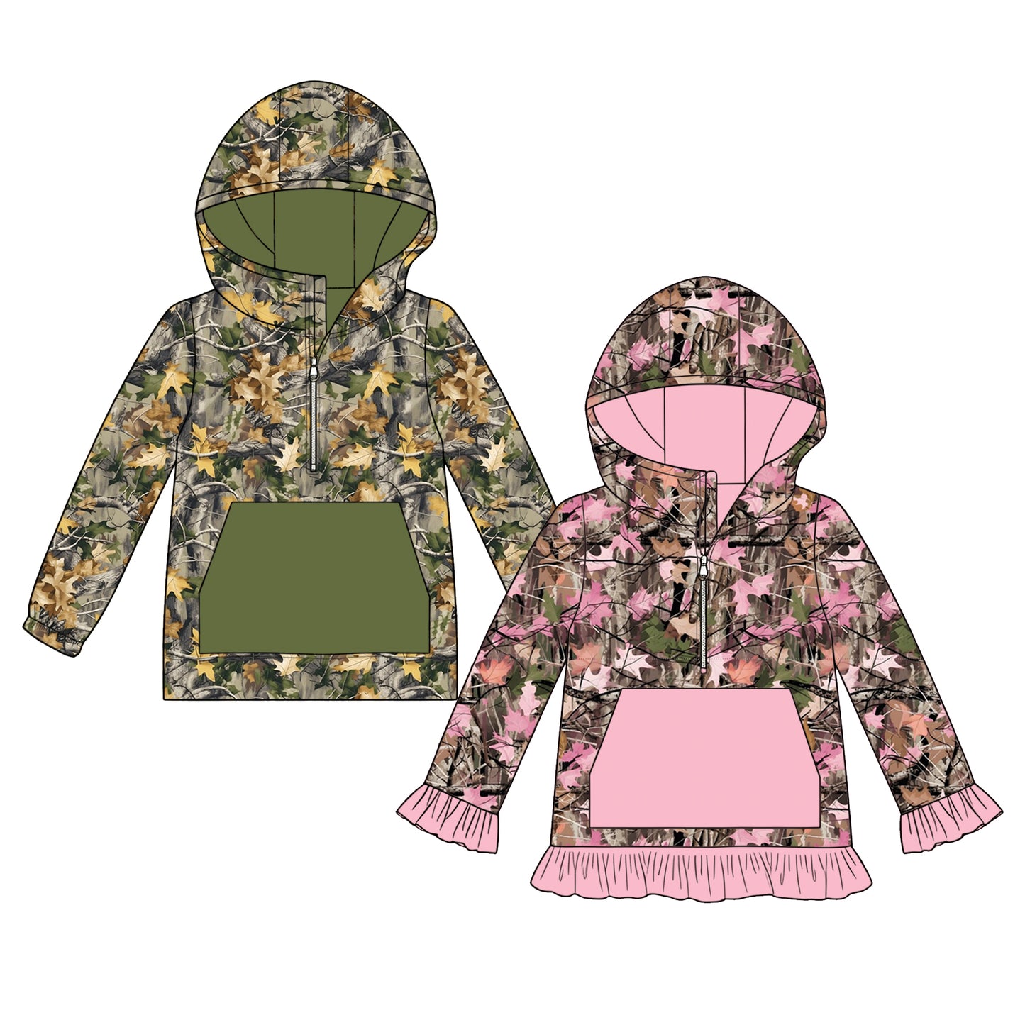 ( Moq 5 Each Style ) Sibling Baby Boys Girls Kids Long Sleeves Leaves Zipper Hoodie Pockets Pullovers Shirts Clothes