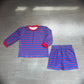 Baby Girls Kids Long Sleeves Stripes Shirt Shorts Blue Set Yoga Active Clothes RTS