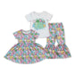 Baby Girl Short Sleeves St. Patrick's Rainbow Hearts Sibling Sister Dress Clothes Set