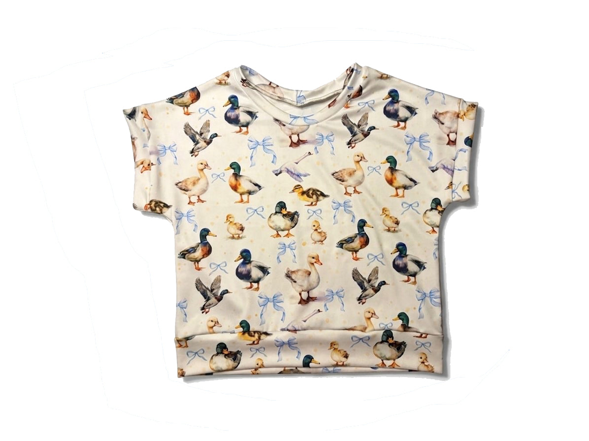 ( Moq 5 ) Preorder Baby Girls Kids Short Sleeves Ducks Bows Shirt Tops