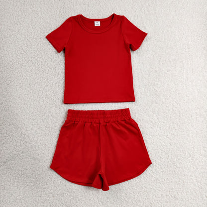 Sibling Baby Girls Kids Short Sleeves Tops Shorts Yoga Active Sets Clothes RTS