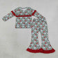 Baby Girls Kids Christmas Santa Stripes Ruffle Shirt Bell Pants Set Clothes RTS