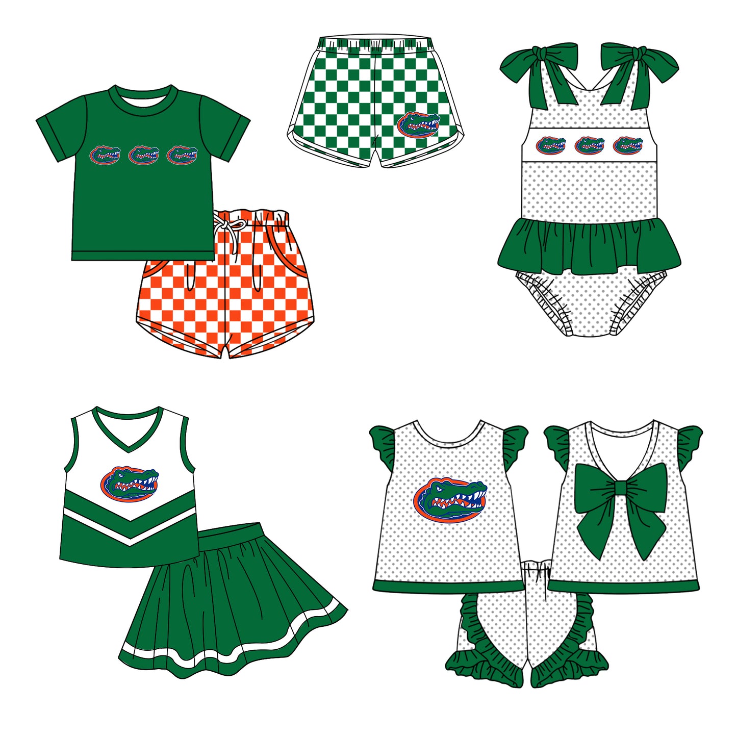 ( Moq 5 Each Style ) Baby Boys Girls Toddler Plaid Sibling Shorts Sets Team Green Clothing