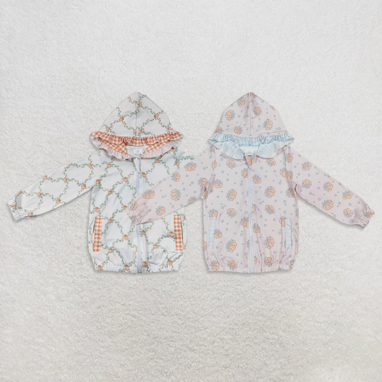 Sibling Baby Girls Kids Long Sleeve Pumpkins Pockets Hoodie Zipper Tops Fall Clothes RTS