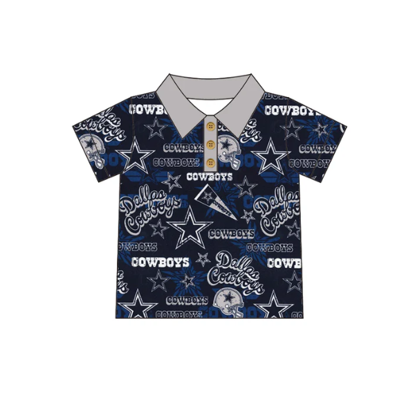 Baby Boy Short Sleeves Team Stars Buttons Shirt