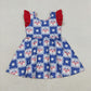 Baby Girls Short Sleeves Flags Bows Stars 4th of July Knee Length Dress RTS