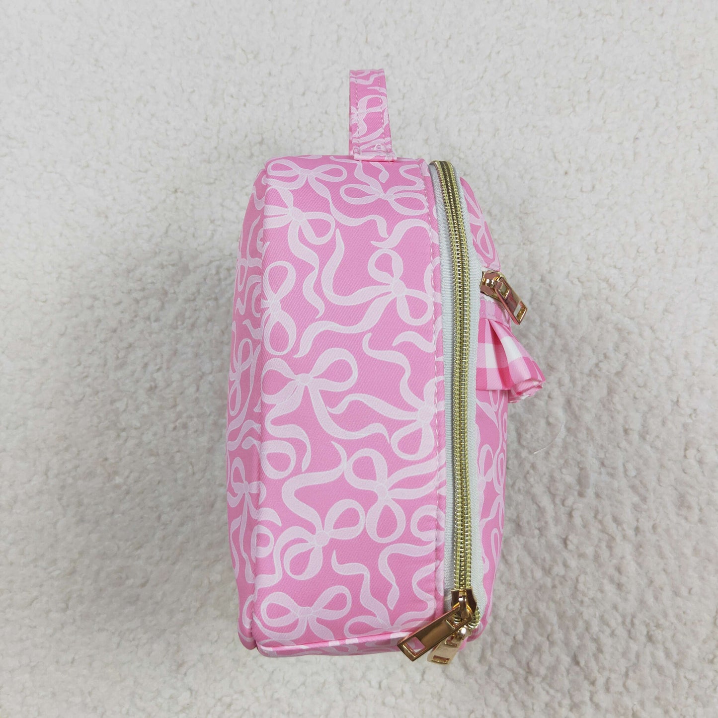 Baby Girl Kids Pink Bows Ruffle Lunch Box Picnic Thermal Bag RTS