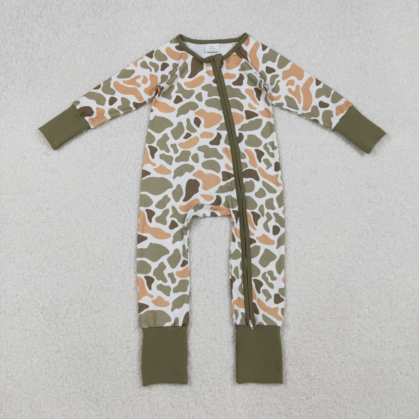 Sibling Boys Kids Green Orange Camo Shirt Pajamas Set Hunting Clothes RTS