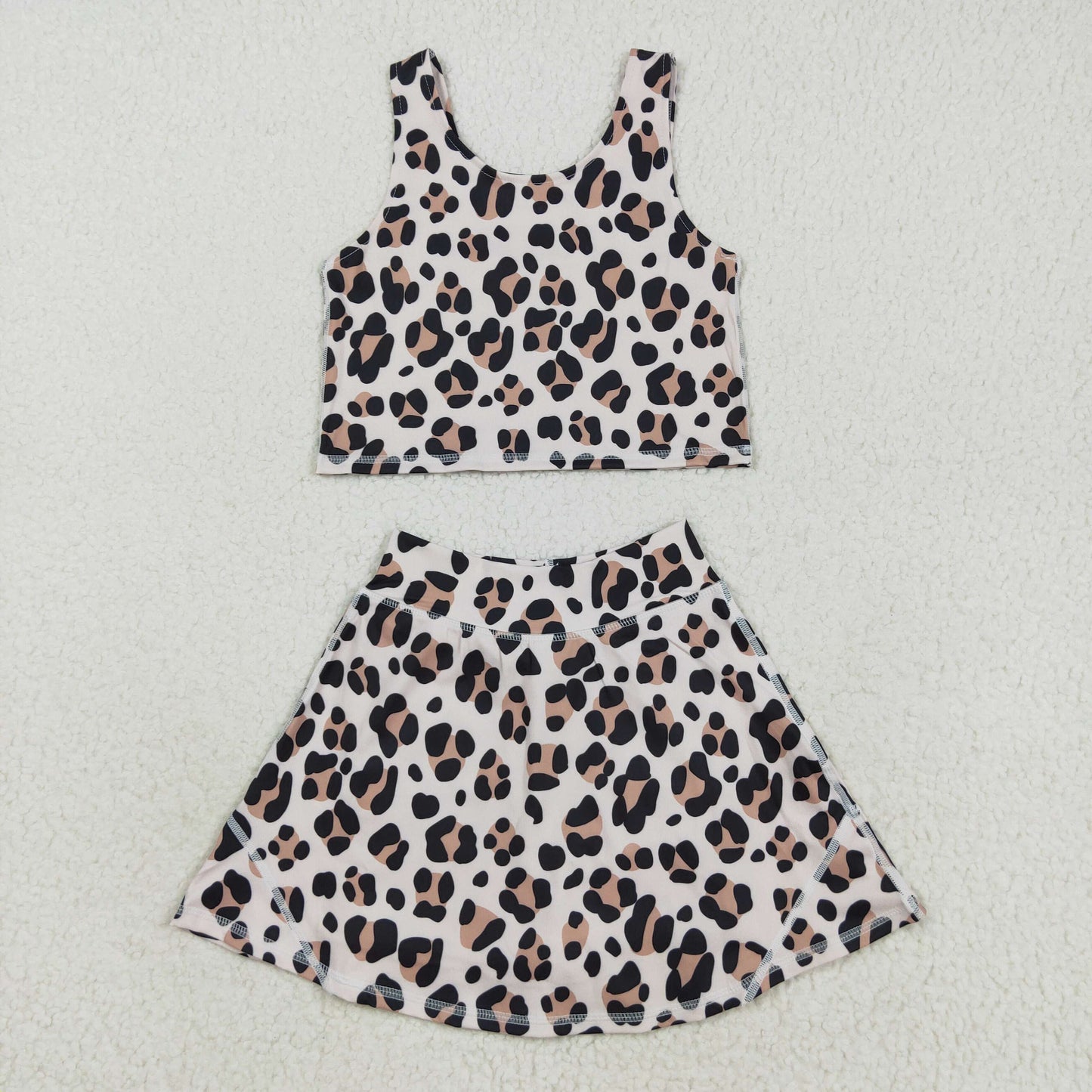 Baby Girl Sleeveless Leopard Tops Skort Yoga Active Set RTS