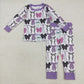 Baby Girl Long Sleeves Halloween Bows Purple Shirt Pants Pajamas Set RTS