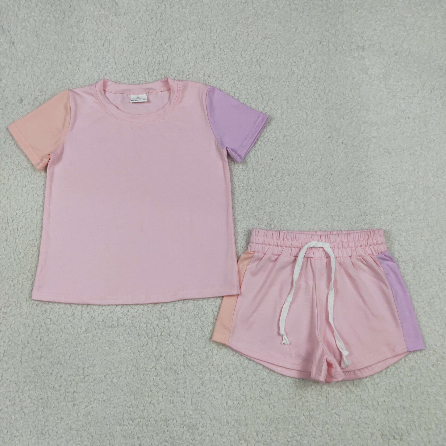 Baby Girl Kids Short Sleeves Pink Shirt Shorts Cotton Set Summer Clothes RTS