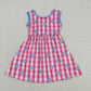 Baby Girls Kids Bows Sleeveless Pink Plaid Flower Knee Length Dress RTS