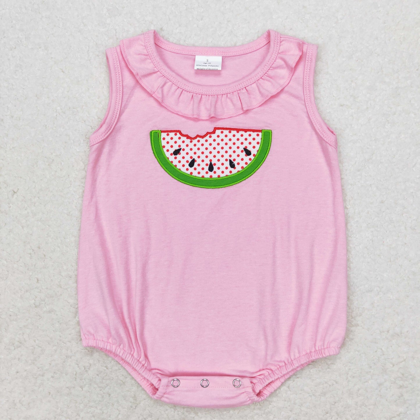 Baby Girl Embroidery Watermelon Summer Sibling Sister Romper Set