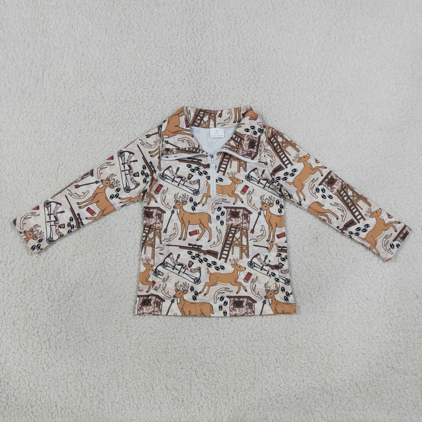 Baby Boys Kids Long Sleeves Deer Hunting Zipper Shirt Tops RTS