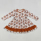 Baby Girl Long Sleeves Football Bows Ruffle Knee Length Dress RTS