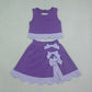 Baby Girls Kids Scallop Shirt Purple Plaid Bows Skirt Shorts Set Yoga Active Clothes RTS