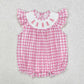 Baby Girl Infant Embroidery Easter Rabbit Pink Plaid Smocked Bubble Romper