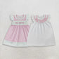 Sibling Baby Girls Short Sleeves Embroidery Smocked Big Sister Knee Length Dresses RTS