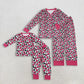 Sibling Baby Girls Adult Women Hearts Leopard Shirts Pants Valentines Pajamas Mommy and Me Sets RTS