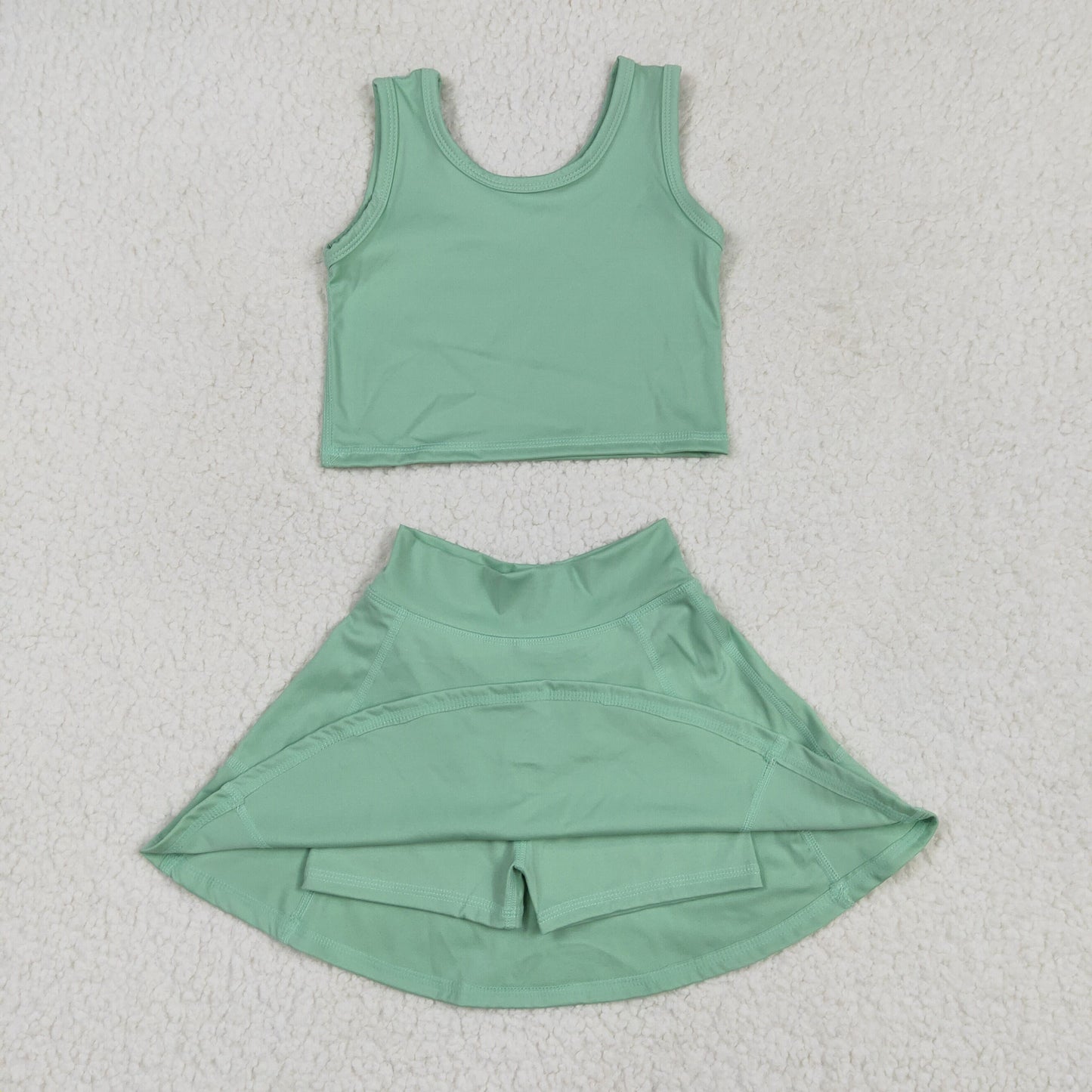 Baby Girl Green Vest Shorts Skirt Skort Clothes Yoga Active Wear Set RTS