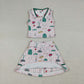 Baby Girls Sleeveless Golf Plaid Tops Shorts Skirt Yoga Pink Clothes Set RTS