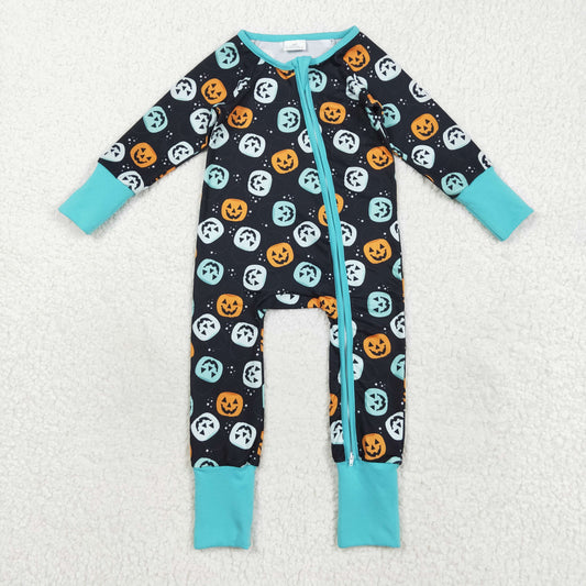 Baby Boy Long Sleeves Halloween Ghost Pumpkins Zipper Romper RTS