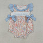 Baby Girls Kids Short Sleeves Mama's MIni Flower Bows Bubble Romper RTS