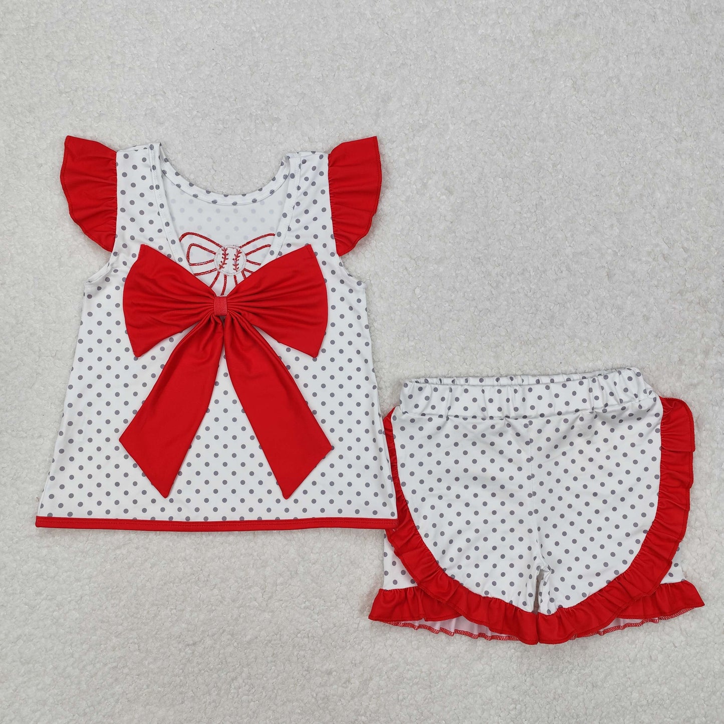 Baby Girl Infant Embroidery Baseball Bow Sleeveless Bubble Summer Romper